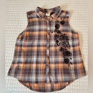 Harley Davidson PLAID Sleeveless Shirt L